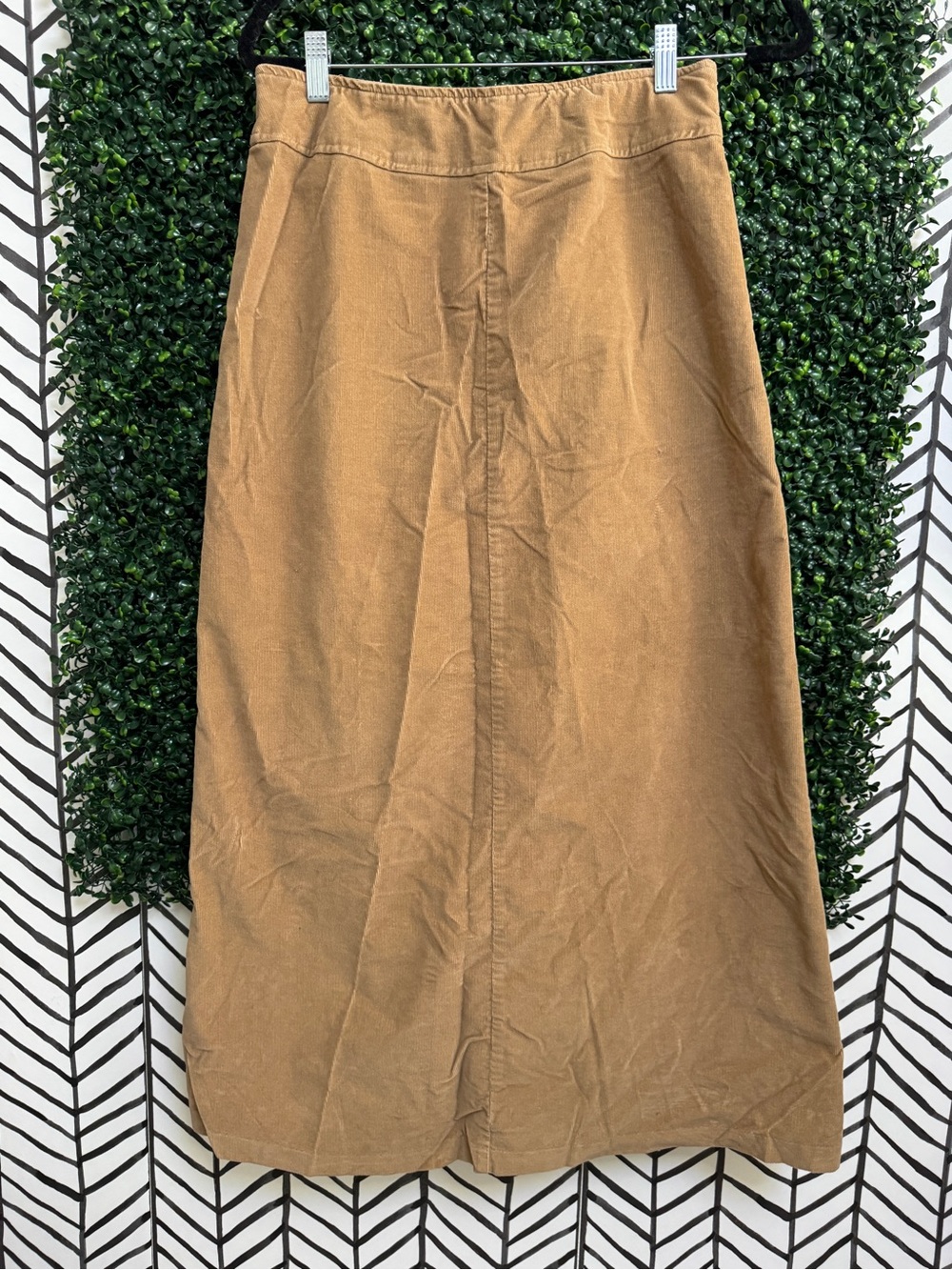 Tribal Corduroy Maxi Skirt - Tan